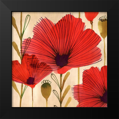 Wild Poppies II Black Modern Wood Framed Art Print by Berg, Margaret