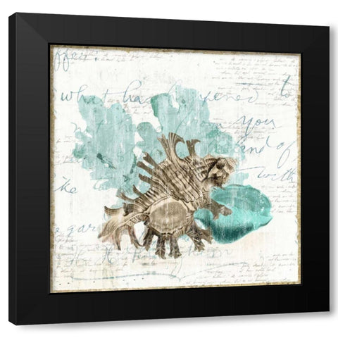 Shell Letter I Black Modern Wood Framed Art Print by Woods, Maya