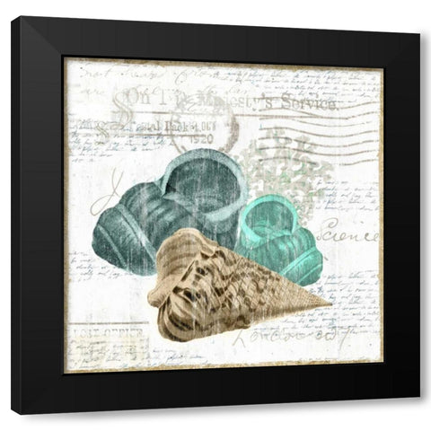 Shell Letter II Black Modern Wood Framed Art Print by Woods, Maya