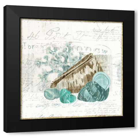 Shell Letter III Black Modern Wood Framed Art Print with Double Matting by Woods, Maya