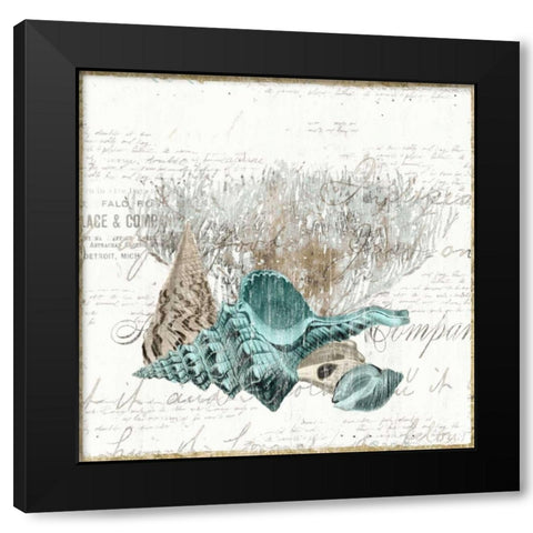 Shell Letter IV Black Modern Wood Framed Art Print by Woods, Maya