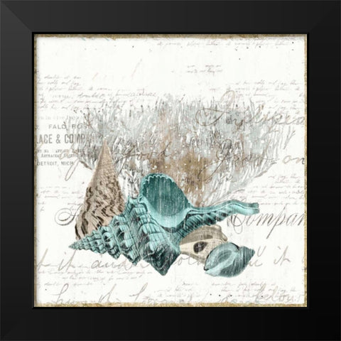 Shell Letter IV Black Modern Wood Framed Art Print by Woods, Maya