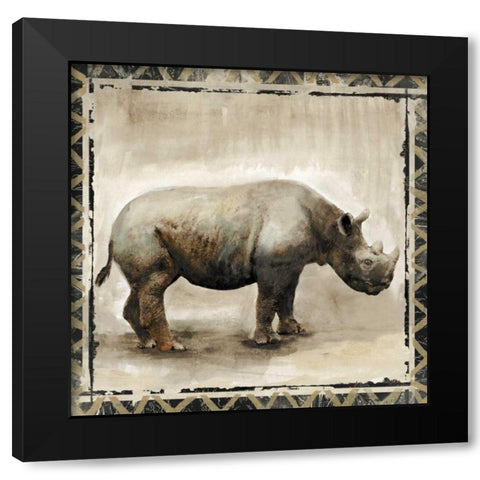 Happy Rhino  Black Modern Wood Framed Art Print by Woodey, Michelle
