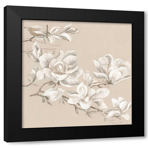 Neutral Magnolia I Black Modern Wood Framed Art Print with Double Matting by Woods, Maya