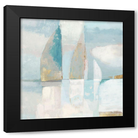 Blue Sails II Black Modern Wood Framed Art Print with Double Matting by Woods, Maya