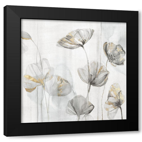 Silver Poppies I Black Modern Wood Framed Art Print with Double Matting by Woods, Maya
