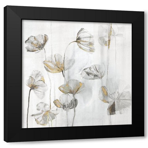 Silver Poppies II Black Modern Wood Framed Art Print with Double Matting by Woods, Maya