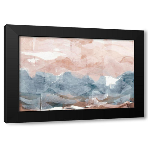 Blue and Pink Stroke  Black Modern Wood Framed Art Print by Woods, Maya