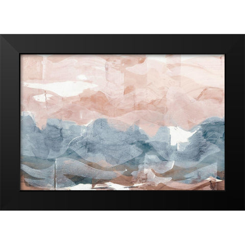 Blue and Pink Stroke  Black Modern Wood Framed Art Print by Woods, Maya