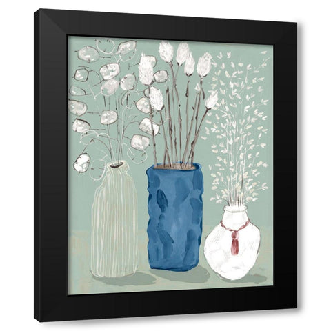 Floral Vases  Black Modern Wood Framed Art Print with Double Matting by Woods, Maya