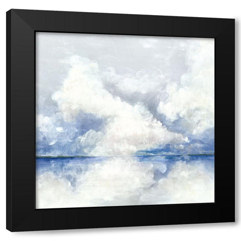 Blue Clouds Black Modern Wood Framed Art Print by Woods, Maya