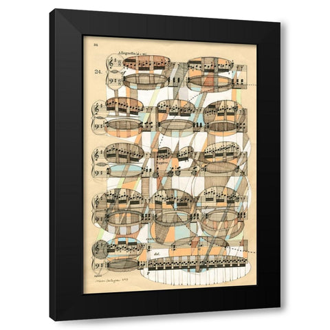 Geometry of Music Black Modern Wood Framed Art Print by Galapon, Nikki