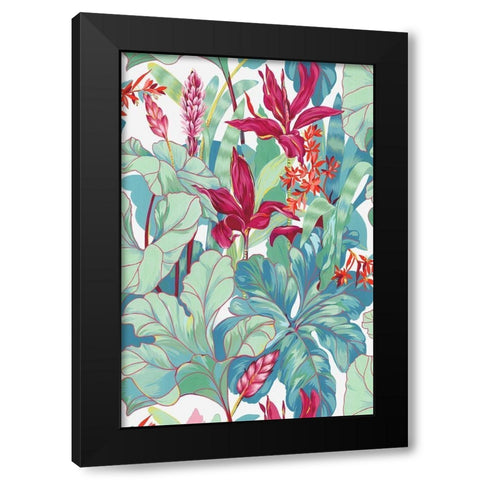 Tropical Flowers I  Black Modern Wood Framed Art Print by Egan, N.H.