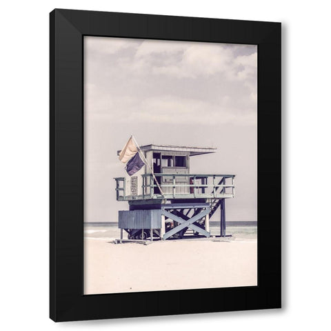 Miami Beach Lifeguard Tower Black Modern Wood Framed Art Print with Double Matting by Haase, Andrea