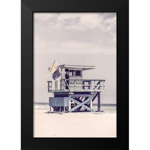 Miami Beach Lifeguard Tower Black Modern Wood Framed Art Print by Haase, Andrea