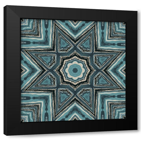 Gold Teal Tile I  Black Modern Wood Framed Art Print by Haase, Andrea