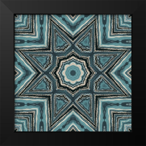 Gold Teal Tile I  Black Modern Wood Framed Art Print by Haase, Andrea