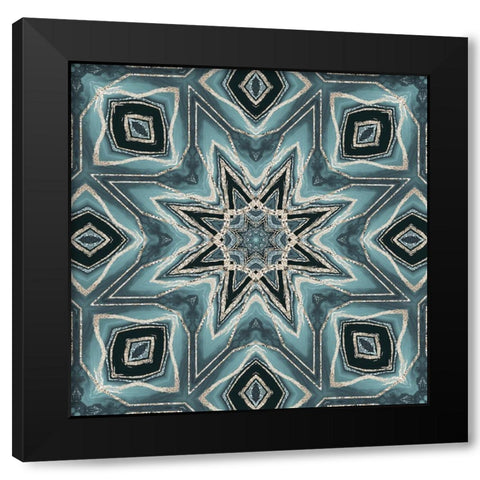 Gold Teal Tile III Black Modern Wood Framed Art Print with Double Matting by Haase, Andrea