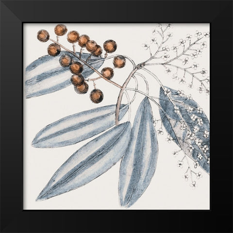 Vintage Blue Botanical IV Black Modern Wood Framed Art Print by Haase, Andrea