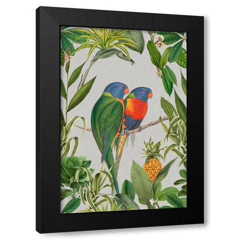 Parakeets Tropical Garden  I Black Modern Wood Framed Art Print by Haase, Andrea