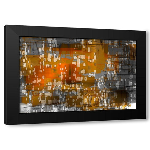 Windowed Abstract Black Modern Wood Framed Art Print with Double Matting by Stelfox, Norm