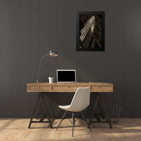 Slats Black Modern Wood Framed Art Print by Selfox, Norm