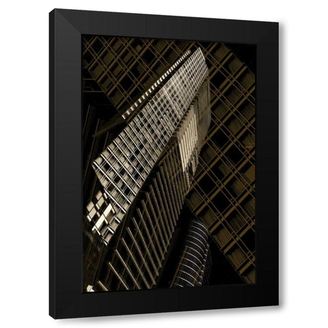 Slats Black Modern Wood Framed Art Print by Selfox, Norm