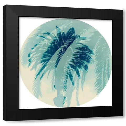 Blue Palm II  Black Modern Wood Framed Art Print with Double Matting by Stelfox, Norm