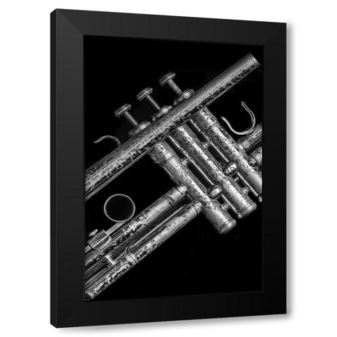 Silver Trumpet  Black Modern Wood Framed Art Print by Stelfox, Norm