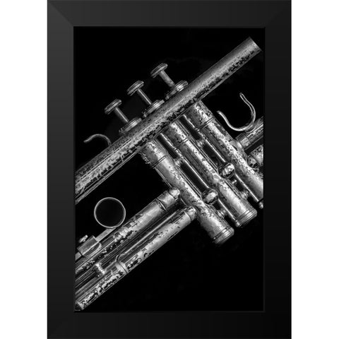 Silver Trumpet  Black Modern Wood Framed Art Print by Stelfox, Norm
