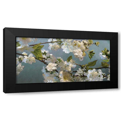 Blue Blossoms Black Modern Wood Framed Art Print by Novak, Rick