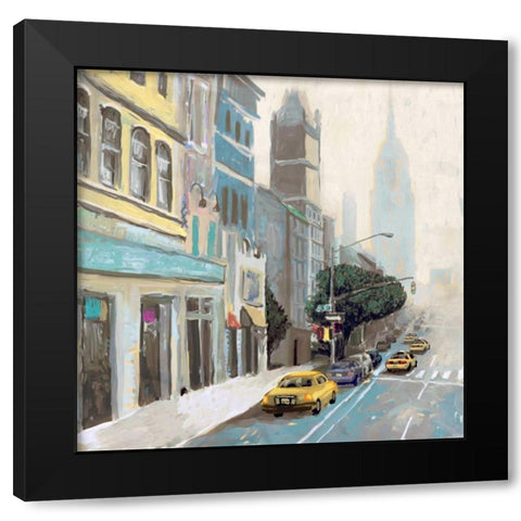 New York Black Modern Wood Framed Art Print with Double Matting by Novak, Rick