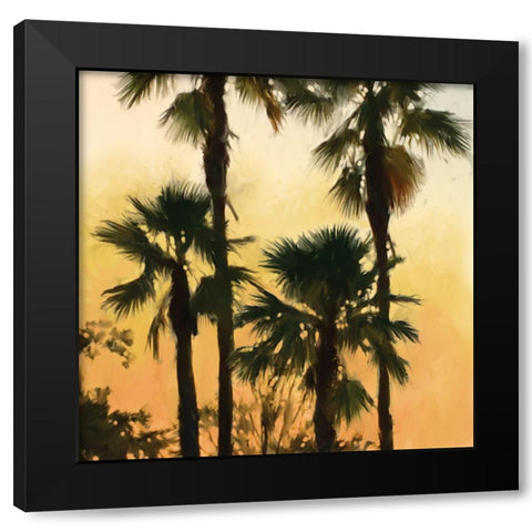 Morning Palm Tree I Black Modern Wood Framed Art Print with Double Matting by Novak, Rick