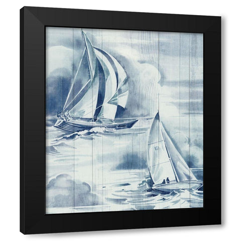 Blue Vintage Sea Life  Black Modern Wood Framed Art Print with Double Matting by Jones, Eli