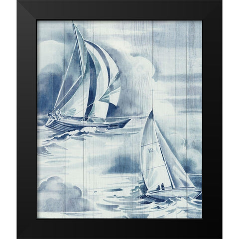 Blue Vintage Sea Life  Black Modern Wood Framed Art Print by Jones, Eli