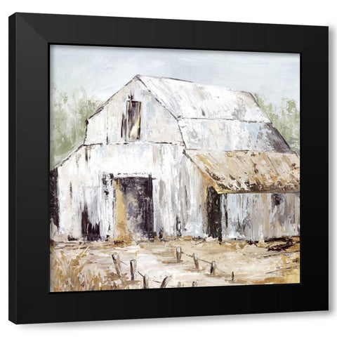 White Barn  Black Modern Wood Framed Art Print with Double Matting by Jones, Eli