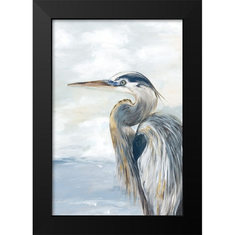 Morning Heron Black Modern Wood Framed Art Print by Jones, Eli