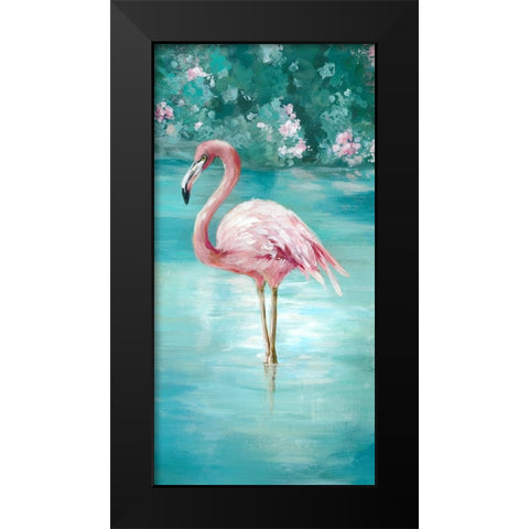 Flamingo Romance I Black Modern Wood Framed Art Print by Jones, Eli