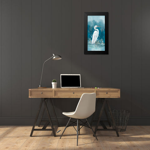 Regal White Egret I Black Modern Wood Framed Art Print by Jones, Eli
