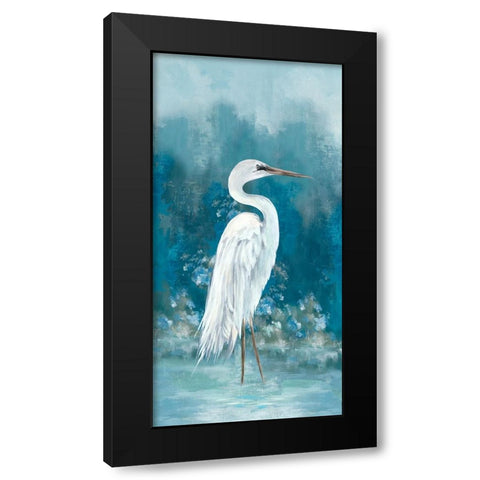 Regal White Egret I Black Modern Wood Framed Art Print with Double Matting by Jones, Eli