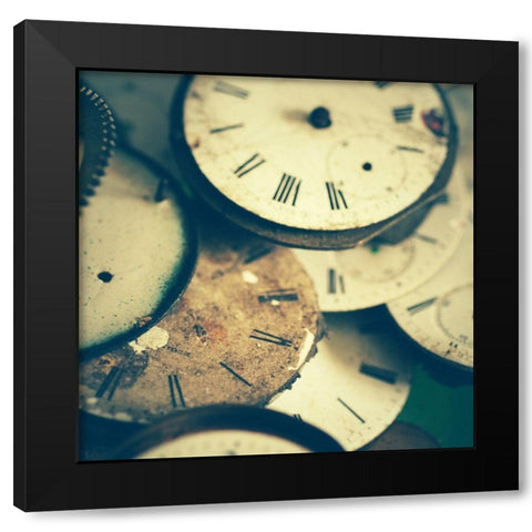 Clocks Black Modern Wood Framed Art Print by Joy, Olivia