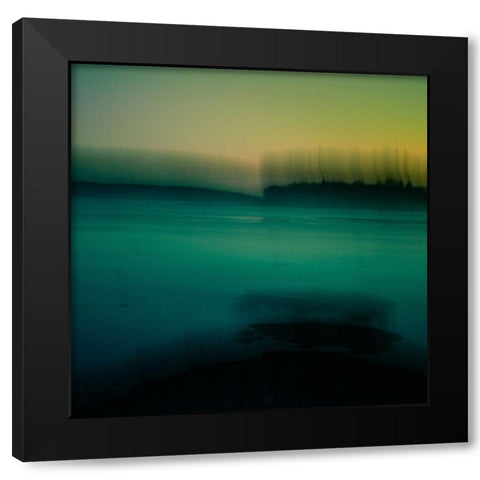 Green Water Black Modern Wood Framed Art Print by Joy, Olivia