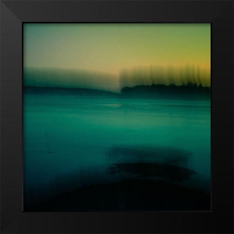 Green Water Black Modern Wood Framed Art Print by Joy, Olivia
