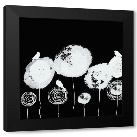Black and White Flowers I Black Modern Wood Framed Art Print with Double Matting by Orlov, Irena