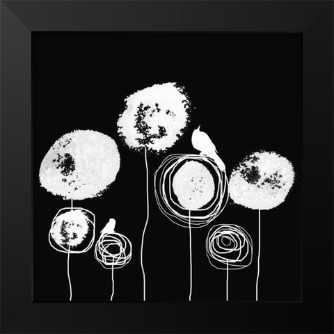 Black and White Flowers II Black Modern Wood Framed Art Print by Orlov, Irena