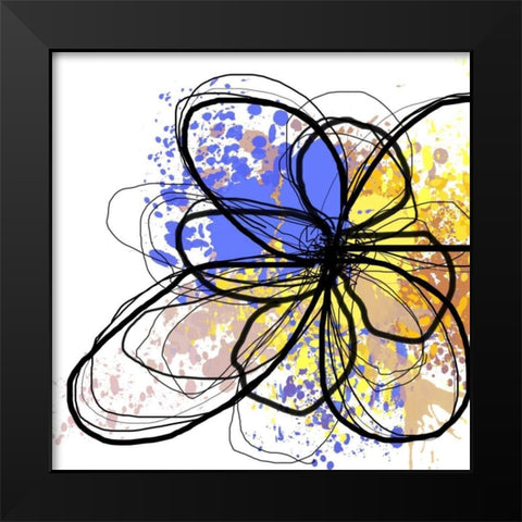 Blue Splash Flower II Black Modern Wood Framed Art Print by Orlov, Irena