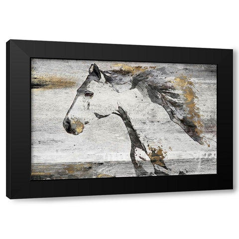 Running Bay Horse  Black Modern Wood Framed Art Print by Orlov, Irena