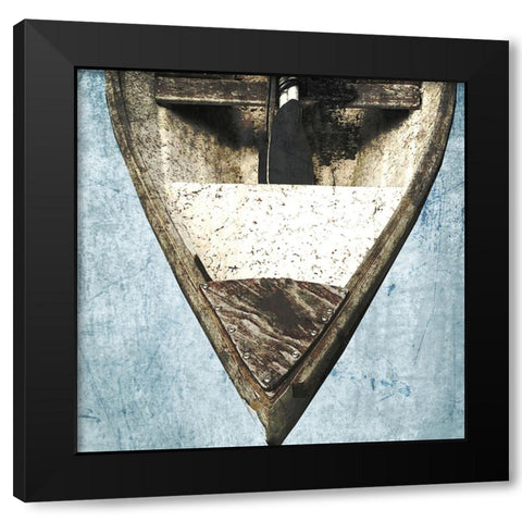 Wooden Sailboat Blue Version Black Modern Wood Framed Art Print with Double Matting by Orlov, Irena