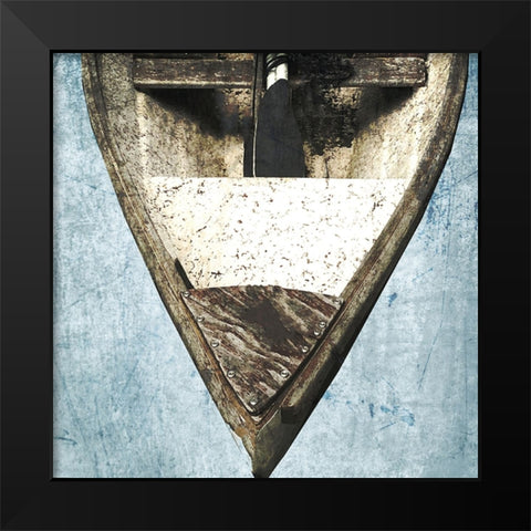 Wooden Sailboat Blue Version Black Modern Wood Framed Art Print by Orlov, Irena