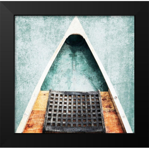 Rustic Boat Teal Version Black Modern Wood Framed Art Print by Orlov, Irena